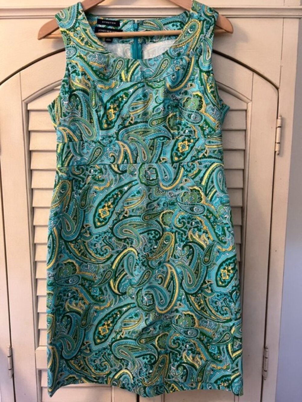 Jones New York Signature Stretch Blue Green Yellow Sleeveless Paisley Womens 10P